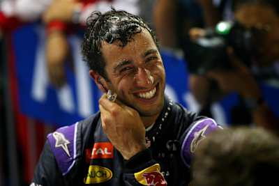 A smiley but sweaty Daniel Ricciardo