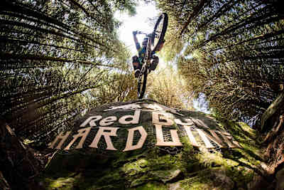Brook MacDonald dropping deep during Red Bull Hardline Practice