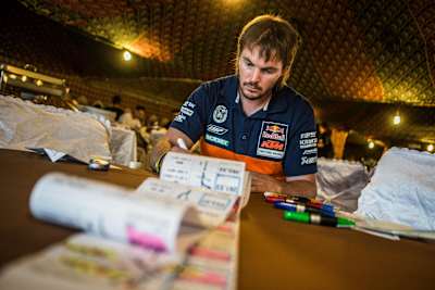 Ο Toby Price στο bivouac του Morroco Rally το 2016