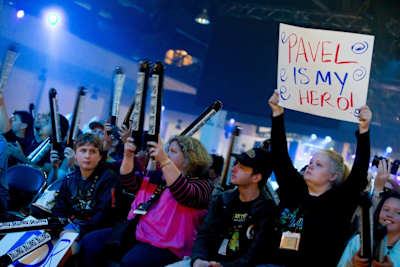 Pavel's fans cheer him on