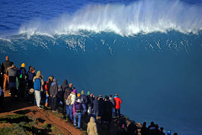 A big set rolls in at Nazare Portugal.