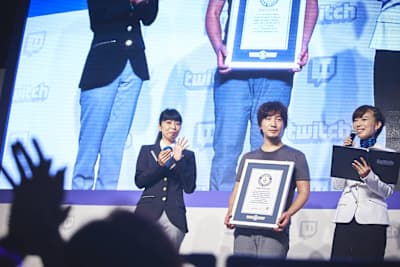 Daigo Umehara receives another Guinness World Record at the Tokyo Game Show 2016 at Makuhari City, in Chiba, Japan on September 18, 2016