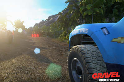 A screenshot showing the front of an off roader in Gravel