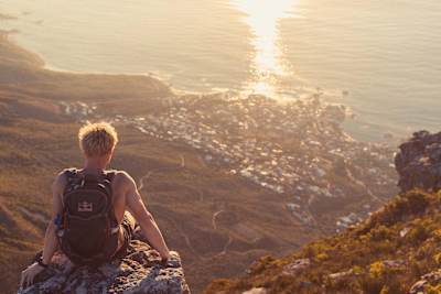 Linus mal ohne Kite hoch über Kapstadt...