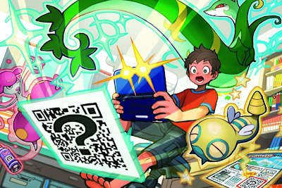 Jeux : Un dessin du jeu vidéo Pokémon sur console portable Nintendo 3DS avec un QR code.