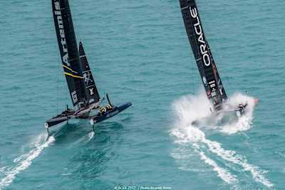Artemis and ORACLE TEAM USA neck and neck on day 7 of Louis Vuitton America's Cup Qualifiers