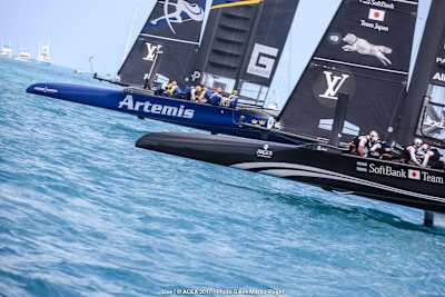 Team Artemis & Soft Bank Team Japan raced neck and neck all day.