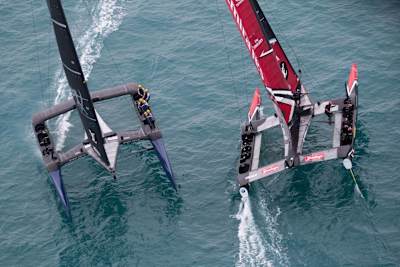 Team Artemis and Emirates Team New Zealand thread the needle.