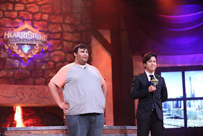 Professional Hearthstone player Anthony 'Ant' Trevino introduced on stage at the Spring Championships.