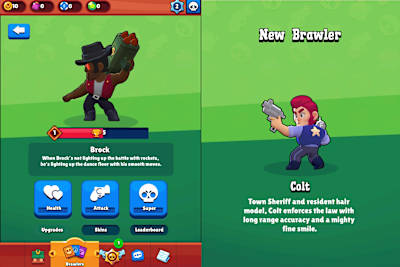 Screenshot of Colt and Brock brawlers from Brawl Stars