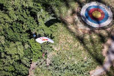 No bonus points for hitting the bull's-eye But Miles Daisher still tried to nail every single landing.