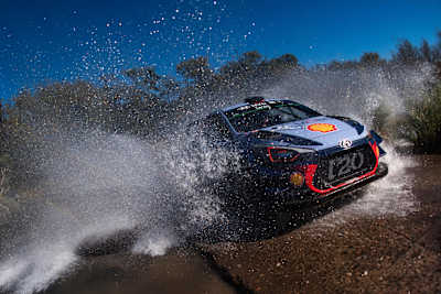 Thierry Neuville (BEL) performs during the FIA World Rally Championship 2017 in Carloz-Paz, Argentina on April 29, 2017.