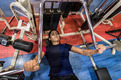 Ashwini says press exercises help strengthen her muscles