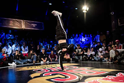 Justen from the Netherlands performs at Red Bull BC One.