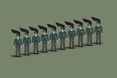 La banda finlandesa de pop-rock Leningrado Cowboys se formaron a modo cómico, pero sus trajes son una asombrosa mezcla de peinados, zapatos puntiagudos y trajes llevados por los generales rusos.