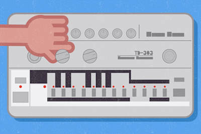 Dibujo de un sintetizador Roland TB 303.