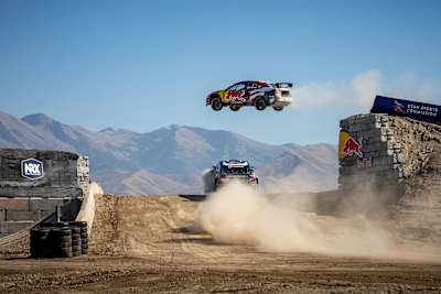 Una foto de Travis Pastrana saltando en los Juegos Mundiales Nitro en el Campus de Utah Motorsports en Grantsville, Indiana, en septiembre de 2018.
