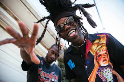 Ho99o9 at the LA studio for Red Bull Radio show Bruh with Awful Records