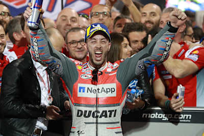 Andrea Dovizioso celebrates in Qatar