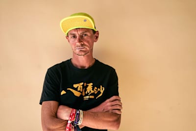 Poole shows the battle scars of 93 hours spent running in the desert