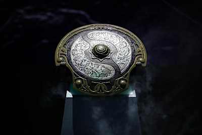 A photo of the Aegis of Champions at The International 8