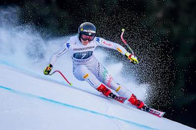 Sofia Goggia performs at the Downhill Race during the FIS Alpine Skiing World Cup in Garmisch-Partenkirchen, Germany on January 27, 2019