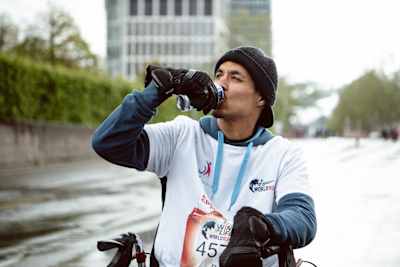 Aim to eat and drink small quantities at regular intervals during the race