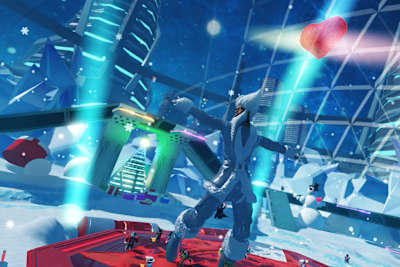 Futuristic Santa Lil Nas X doing his new song "Holiday"