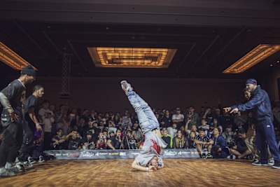 Dancers at Red Bull BC One All Stars competing during the Freestyle Session World Finals