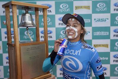Sally Fitzgibbons celebrates victory at the Rip Curl Pro in 2011.