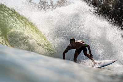 Kolohe Andino surfs at WSL Surf Ranch in Lemoore, California, USA on 3 September, 2019