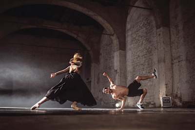 Virginia Tomarchio and Lil G perform during the project 'Just Like You' in Florence, Italy on February 24, 2017