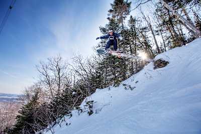Zeb Powell rides during the Red Bull Slide In Tour at Jay Peak Resort, Vermont, USA on 9 March, 2020.
