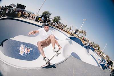Alain Goikoetxea performs a frontside nosegrind tailgrab at the Red Bull Bowl Rippers in Marseille, France on June 18, 2016