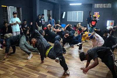 Wildchild conducting a workshop in Siliguri as part of the Red Bull BC One Local Hero Tour