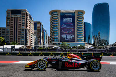 Jehan Daruvala racing in Baku in 2021