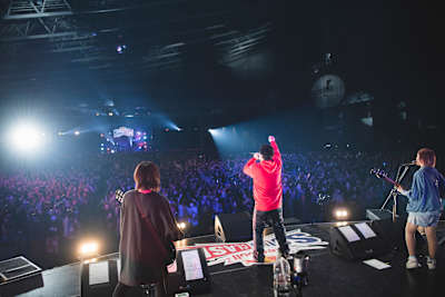 okazakitaiiku and yabai T-shirts yasan perform during the Red Bull SoundClash in Chiba, Japan on April 2, 2022.