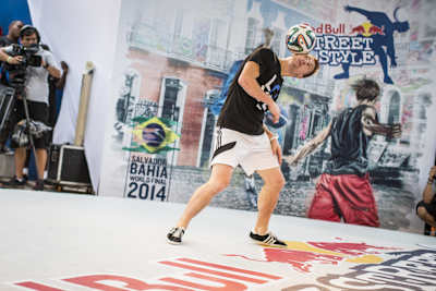 Andrew Henderson from the United Kingdom competes on the Pelourinho square during the Red Bull Street Style World Final 2014 in Salvador, Brazil on November 16th, 2014.