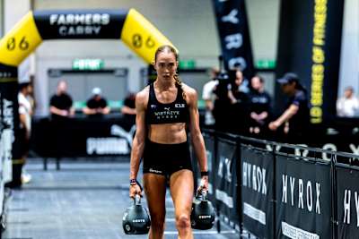 Joanna Wietrzyk from Australia on her way to win her first Elite 15 race at HYROX Major Hong Kong 