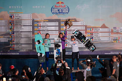 Women's Division Podium (L-R  Zara Hoogenraad, Francesca Maini, Pippa Van Iersel) seen during Day 2 of Red Bull King Of The Air in Cape Town, South Africa on December 8, 2024. 