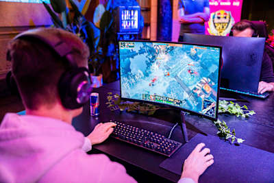 Participant competing against others at the Red Bull Solo Q Belgian Finale at Spirito Brussels, Belgium May 1, 2023.