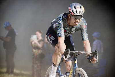 Wout Van Aert of Visma-Lease a Bike on Stage 9 from Troyes to Troyes at the 111th Tour de France on July 7, 2024.