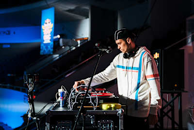 DJ performs at a Red Bull BC One Cypher