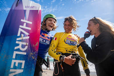 Leonardo Casati and Lorenzo Casati are captured in action during Day 3 of Red Bull King Of The Air 2025 in Cape Town, celebrating the thrill of big air kitesurfing