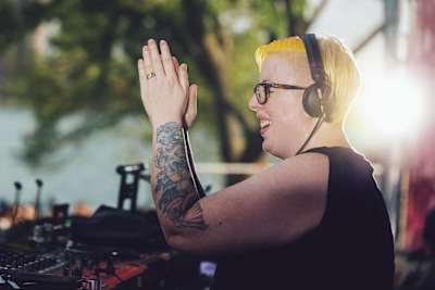the black madonna plying at the Red Bull music academy stage