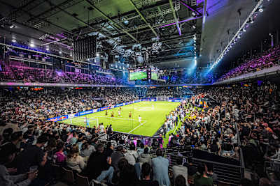 Panorama-Ansicht der Max-Schmeling-Halle beim Final 8 von The Icon League.