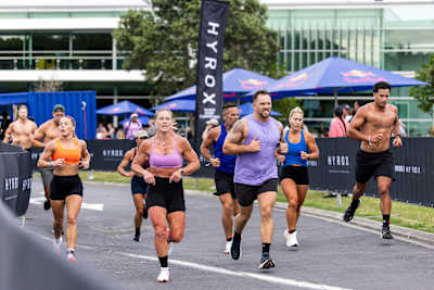 Competitors perform during Hyrox  in Auckland, NZ on February 2, 2025.