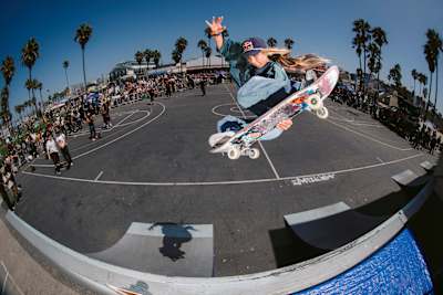 Sky Brown performs a stalefish at Red Bull Origin in Venice, California, USA on September 6, 2025.
