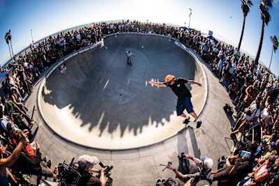 Alex Sorgente performs a lipslide at Red Bull Origin in Venice, California, USA on September 5, 2025.