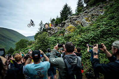 Bernard Kerr competes at Red Bull Hardline in Dinas Mawddwy, Wales